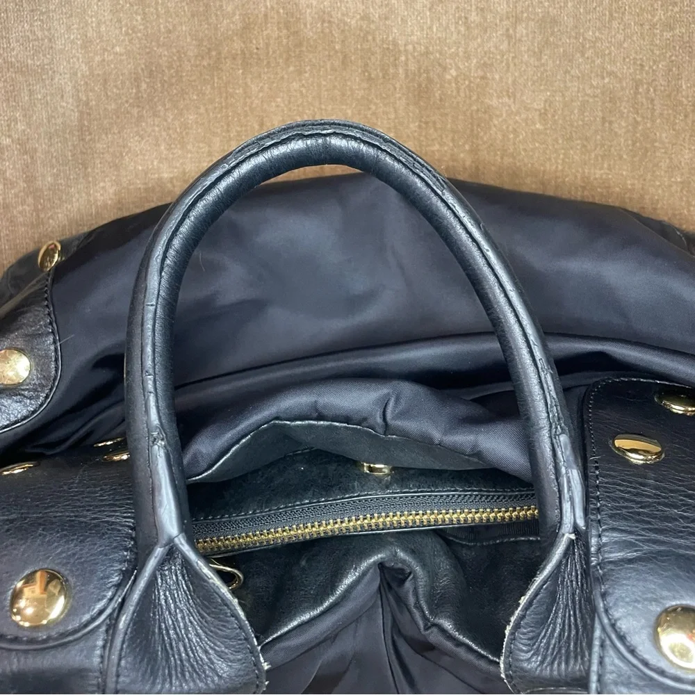 Per Se By Carlisle Black Nylon Leather Purse With Gold Accents Shoulder Bag - Picture 15 of 15